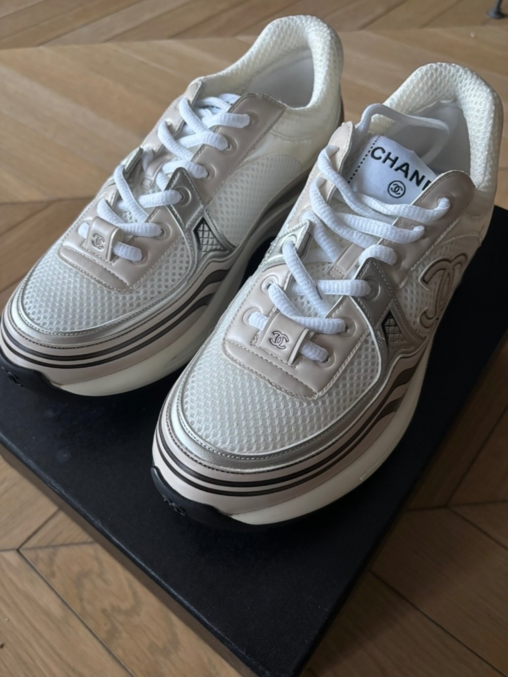 CHANEL LAMINTED SNEAKERS